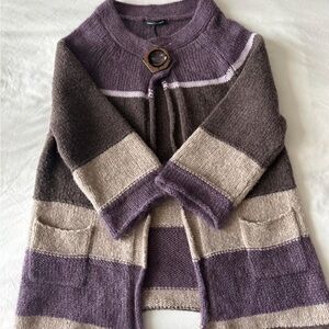 Elegant Striped Cardigan in Purple and Cream